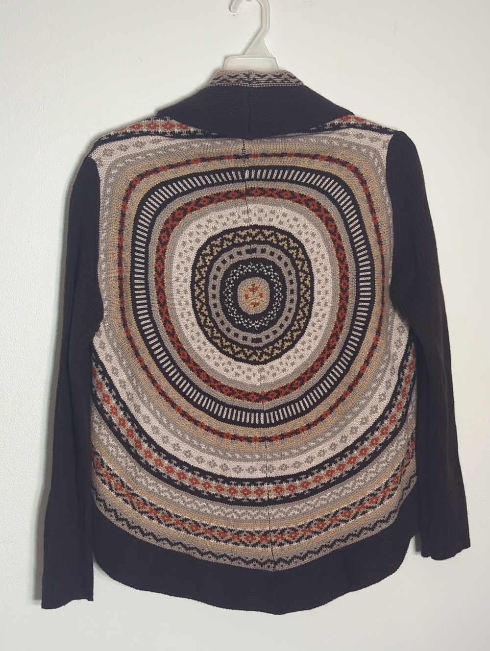 Womens Boho Autumn Cardigan Sweater Knit Crochet Circle Pumpkin Spice Fall Large